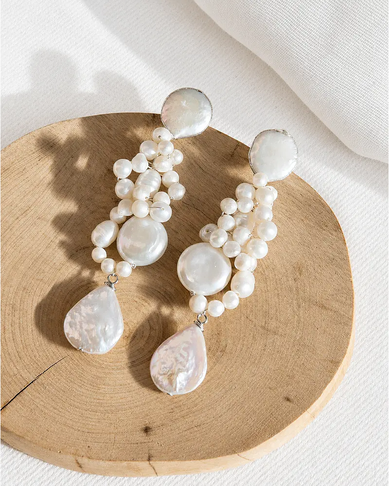 Aros perlas bordados