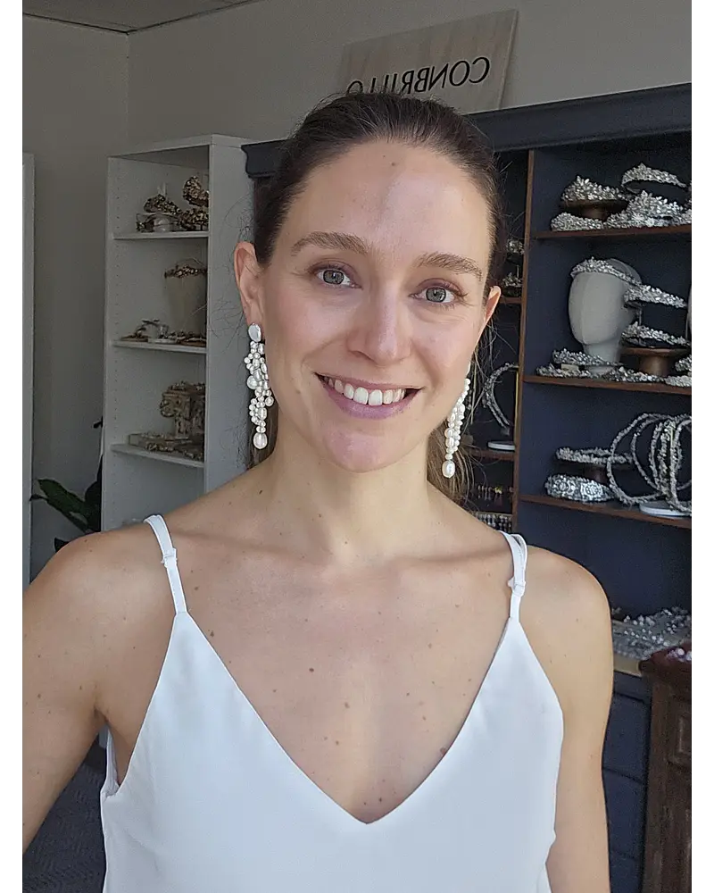 Aros perlas bordados
