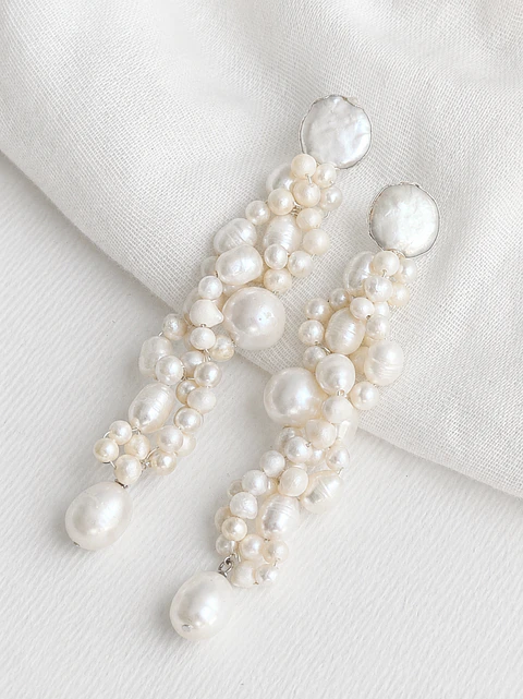 Aros perlas bordados