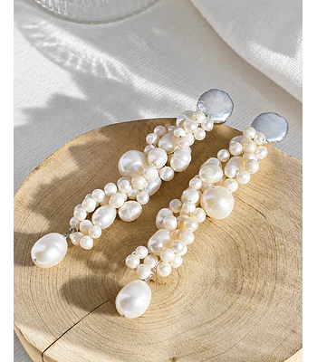 Aros perlas bordados