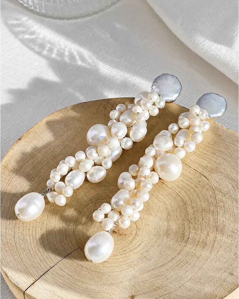 Aros perlas bordados