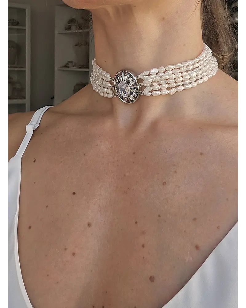Choker grande 6 vueltas centro vintage