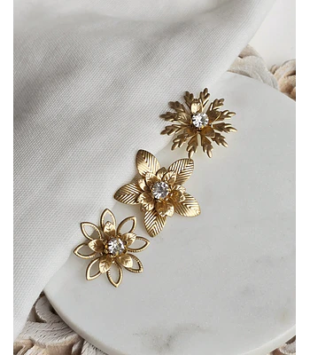 Set Pins flores M doradas 