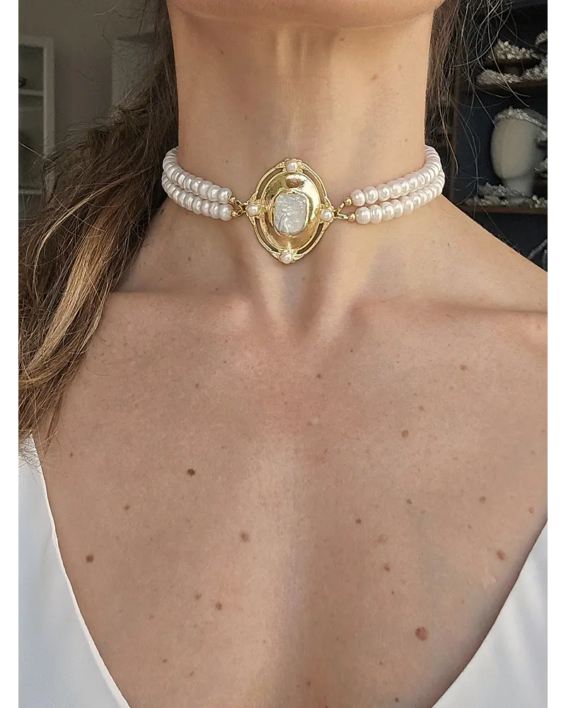 Choker perlas con perla barroca