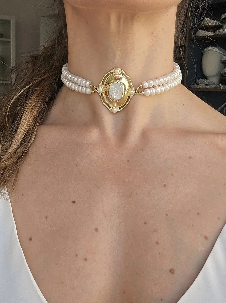 Choker perlas con perla barroca 3