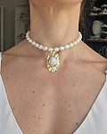 Collar perlas con colgante perla barroca