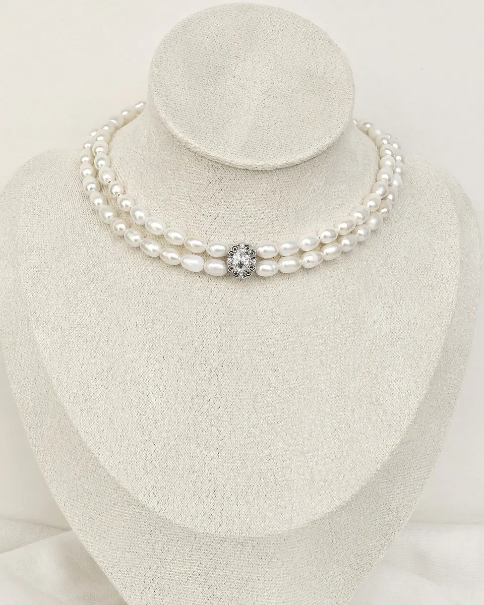 Choker perlas doble con centro vintage 2 4