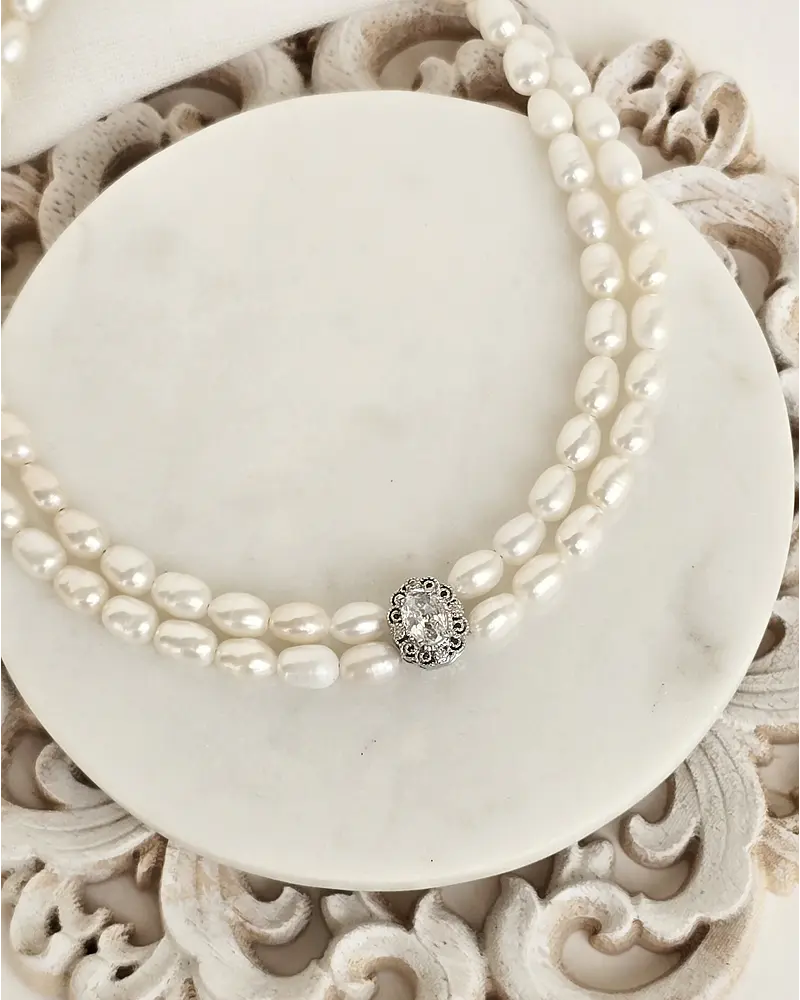 Choker perlas doble con centro vintage 2