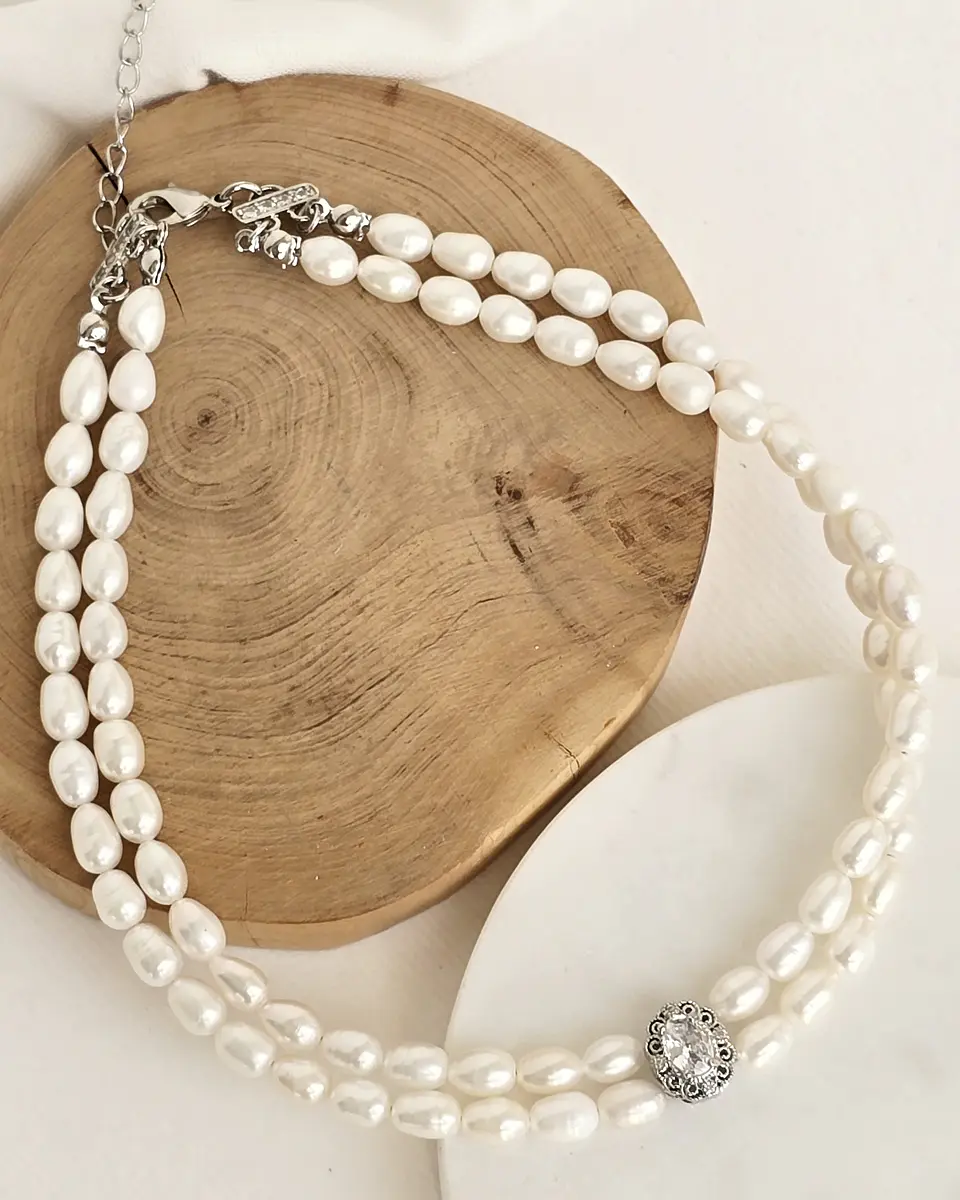 Choker perlas doble con centro vintage 2 3