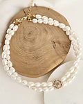 Choker perlas doble con centro vintage cuadrado