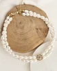 Choker perlas doble con centro vintage cuadrado - Miniatura 2