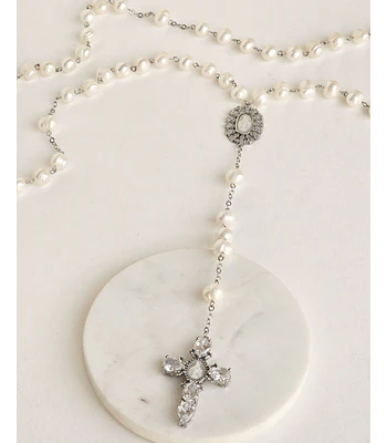 Rosario XL perlas y cruz con virgen de nácar
