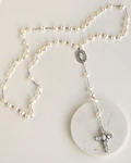 Rosario XL perlas y cruz con virgen de nácar