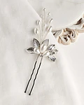 Pin de hoja y ramita perlas silver