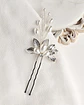 Pin de hoja y ramita perlas silver - Miniatura 3