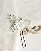 Pin de flor porcelana con hoja metálica silver - Miniatura 1