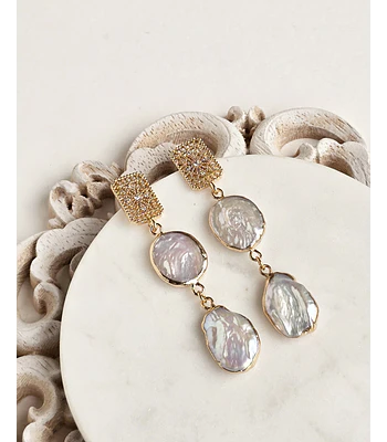 Aros vintage doble perla natural