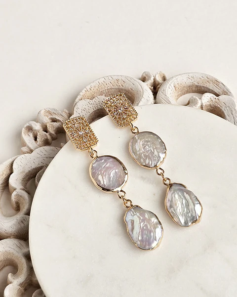 Aros vintage doble perla natural
