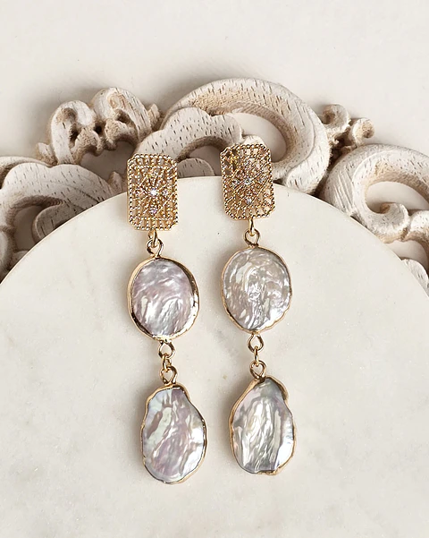 Aros vintage doble perla natural