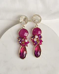 Aros blanco y fucsia con racimo