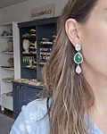 Aros cristal verde y perla