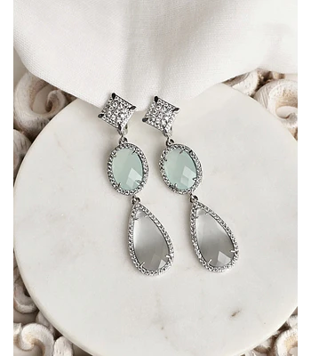 Aros base vintage cristal menta y blanco
