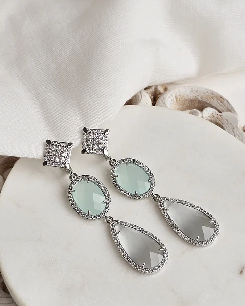 Aros base vintage cristal menta y blanco