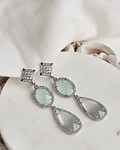 Aros base vintage cristal menta y blanco
