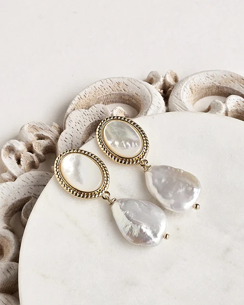 Aros vintage nácar y perla natural