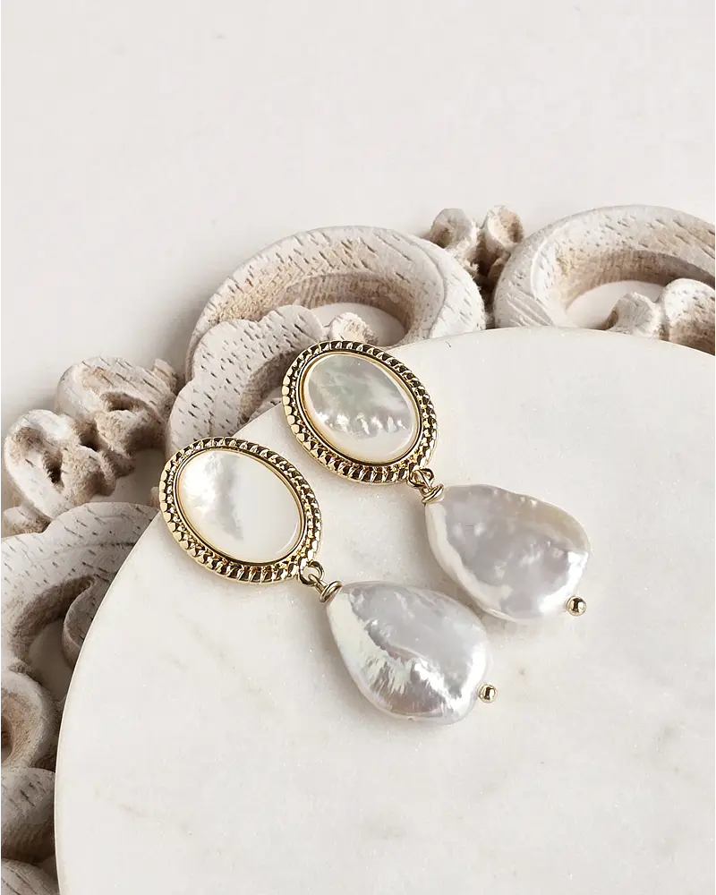 Aros vintage nácar y perla natural