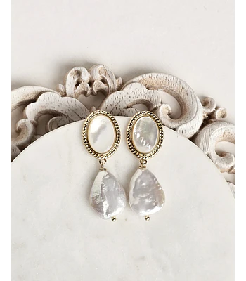 Aros vintage nácar y perla natural