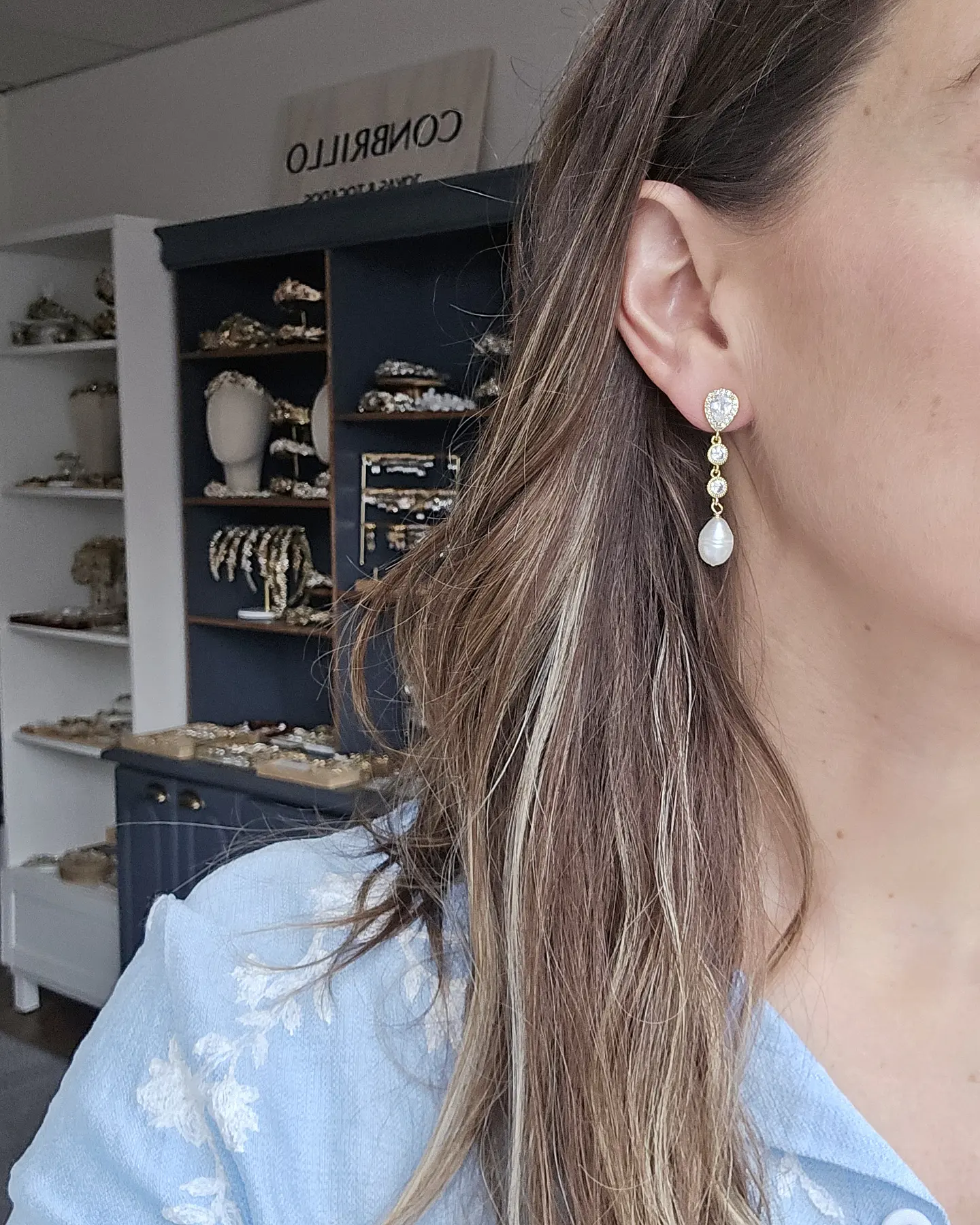 Aros circonitas clásicos con perla natural 3
