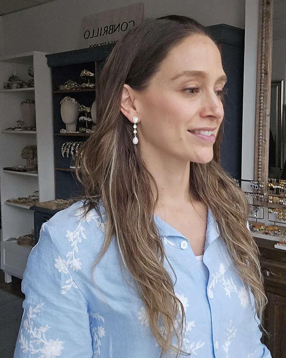Aros circonitas clásicos con perla natural 4