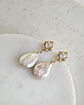 Aros rombo vintage con perla barroca oro - Miniatura 1