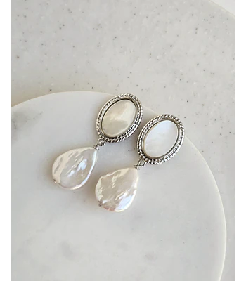 Aros vintage nácar y perla barroca silver