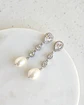 Aros circonita clásicos con perla natural silver - Miniatura 1