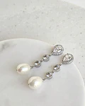 Aros circonita clásicos con perla natural silver