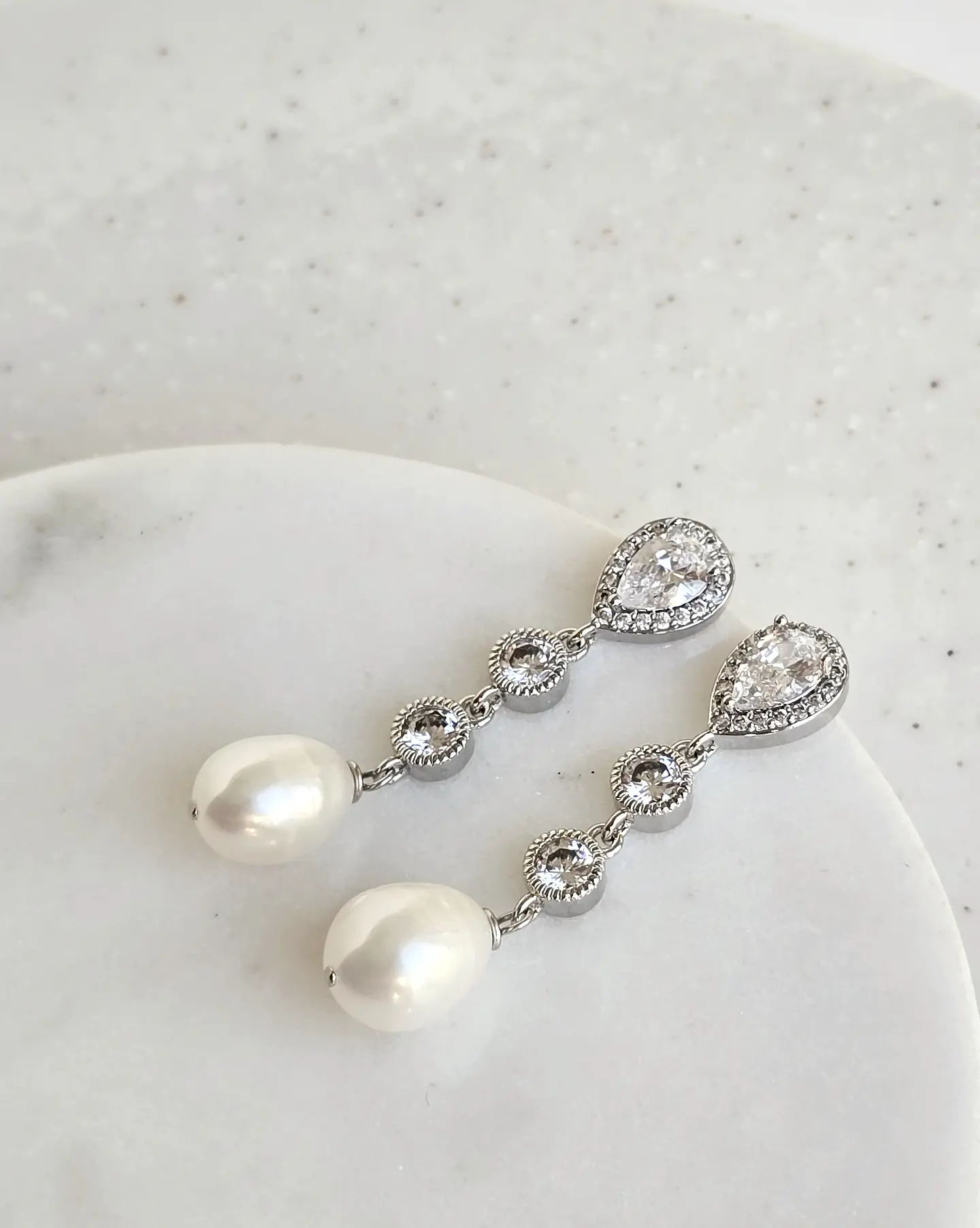 Aros circonita clásicos con perla natural silver 2