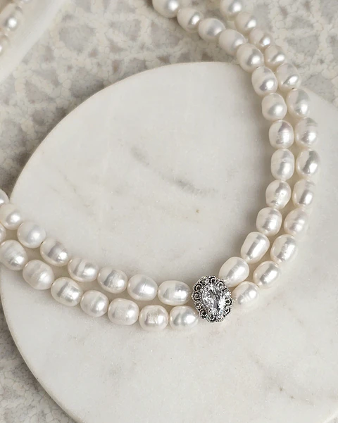 Choker perlas doble con centro vintage 2