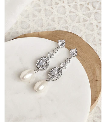 Aros circonitas con perla natural 