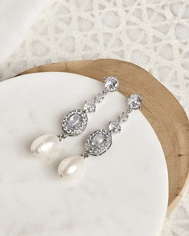 Aros circonitas con perla natural 