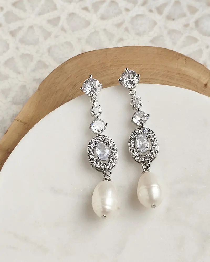 Aros circonitas con perla natural 