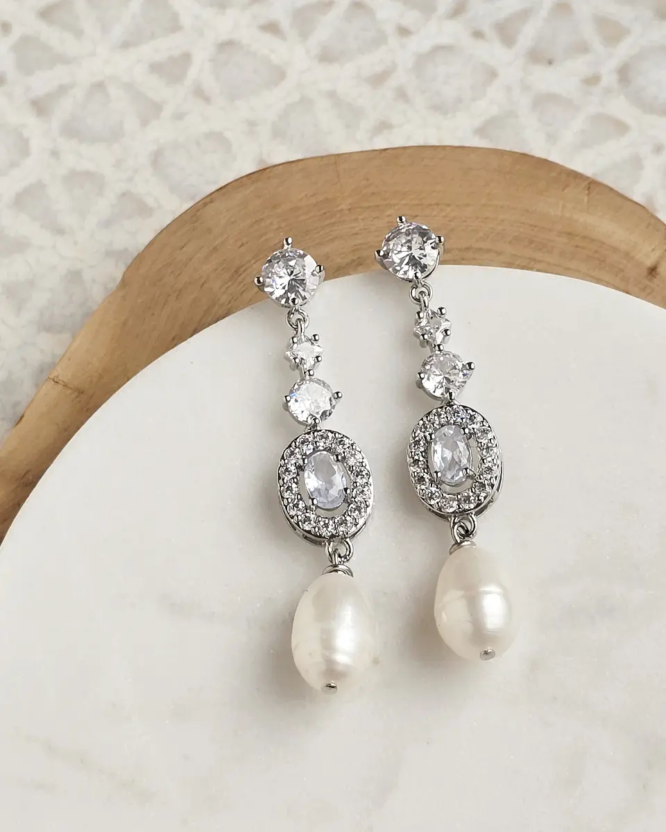 Aros circonitas con perla natural  2