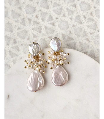 Aros de perla con racimo gold