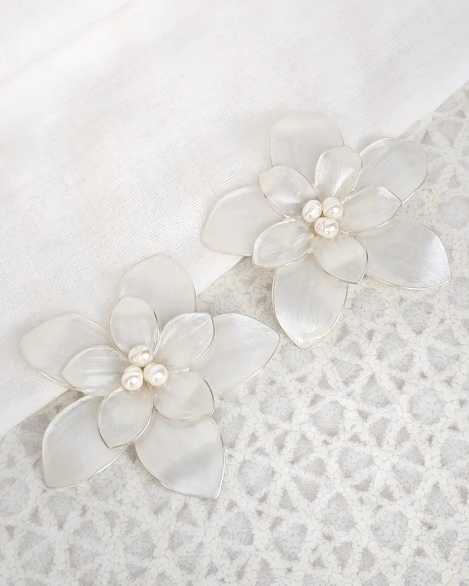 Set 2 pines flores de 6 cms plateado 1