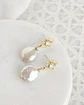 Aros rombo vintage con perla barroca oro - Miniatura 6