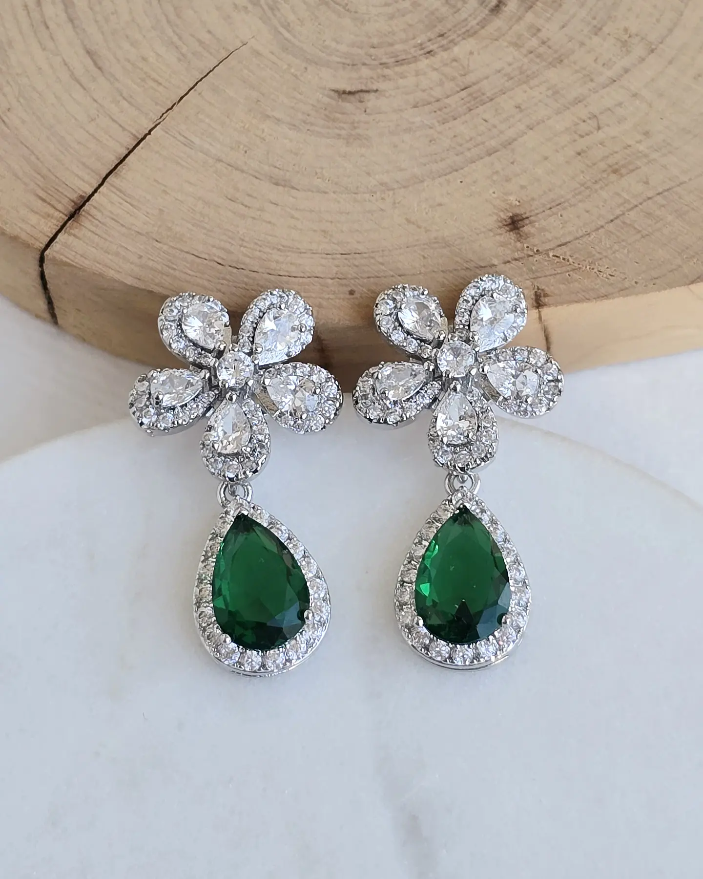 Aros flor circonitas cristal color 4