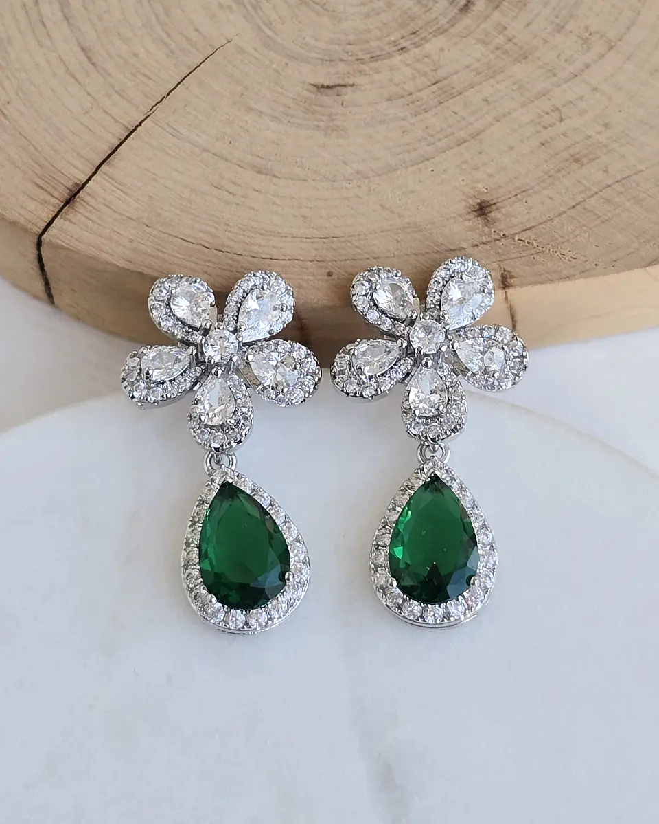 Aros flor circonitas cristal color 4