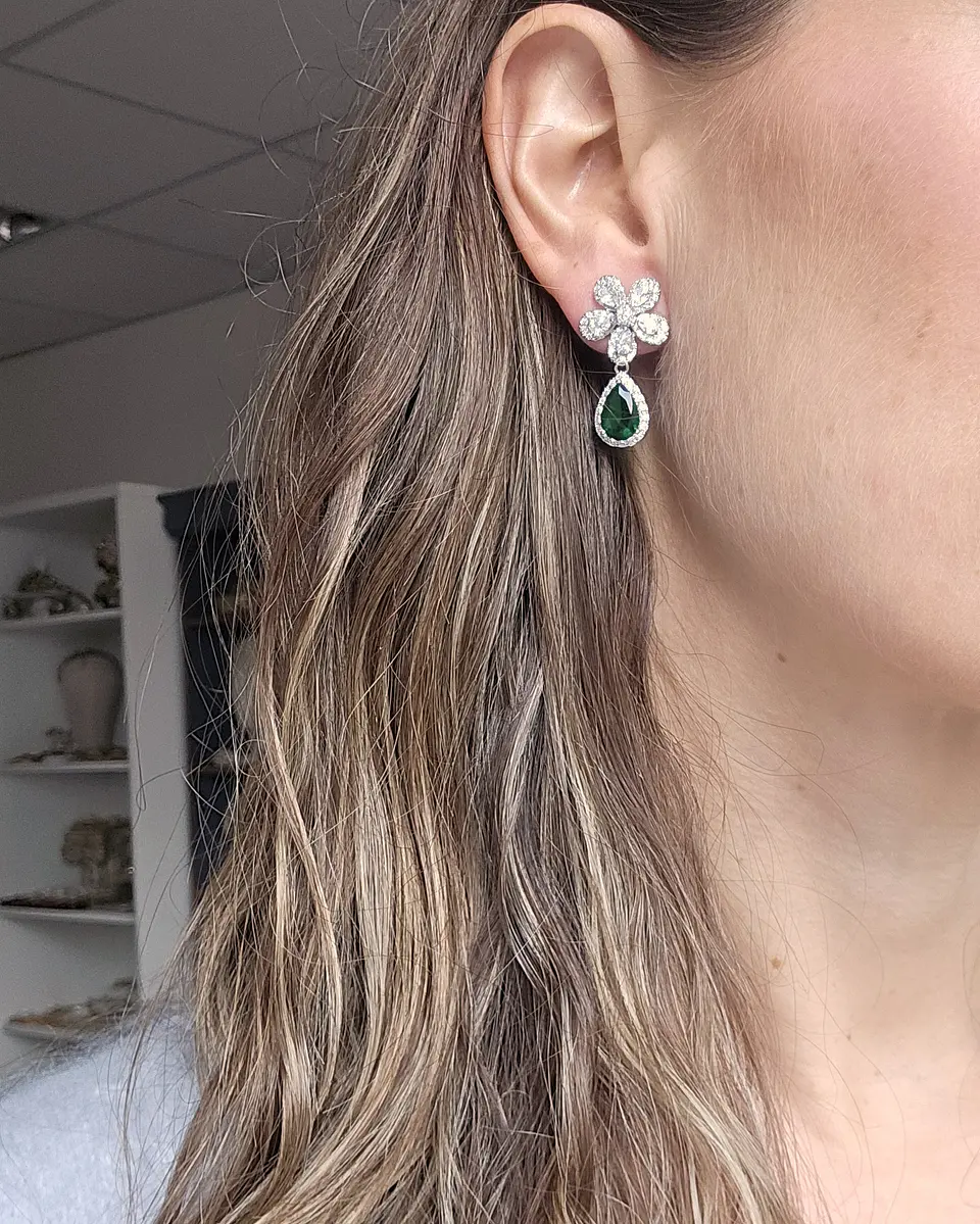 Aros flor circonitas cristal color 6