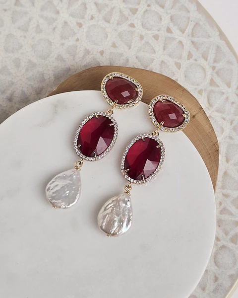 Aros color con perla barroca